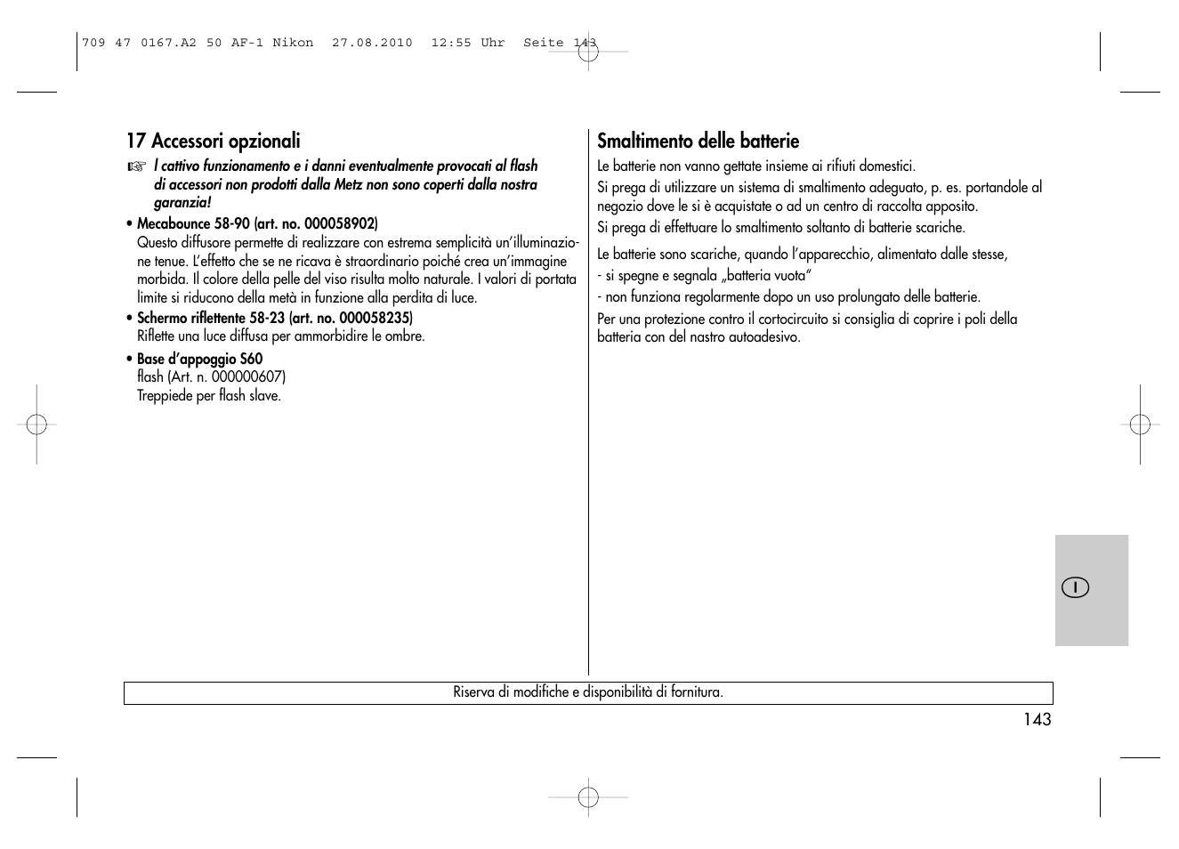 Metz MECABLITZ 50 AF-1 digital Nikon User Manual | Page 143 / 182