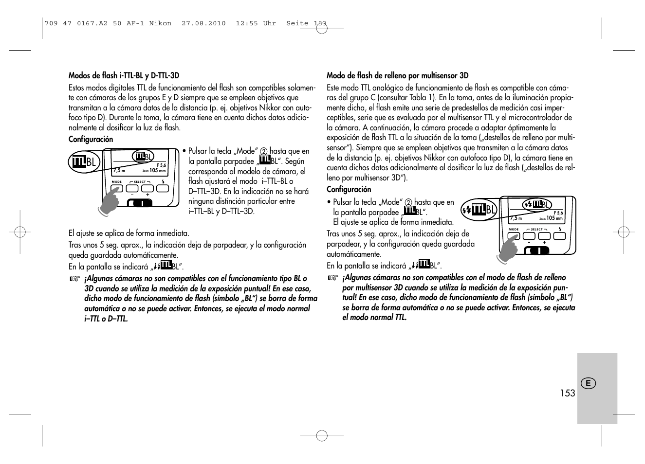Metz MECABLITZ 50 AF-1 digital Nikon User Manual | Page 153 / 182