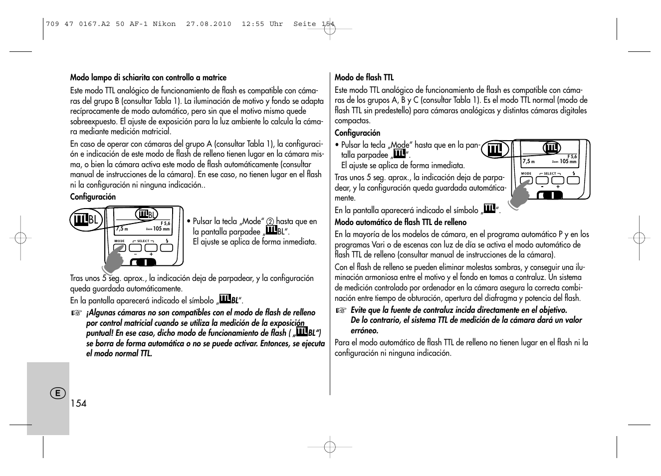 Metz MECABLITZ 50 AF-1 digital Nikon User Manual | Page 154 / 182