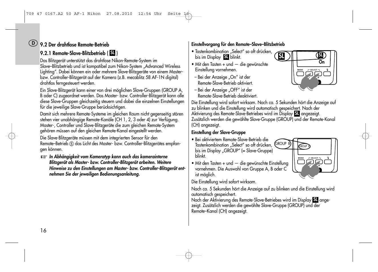 Metz MECABLITZ 50 AF-1 digital Nikon User Manual | Page 16 / 182