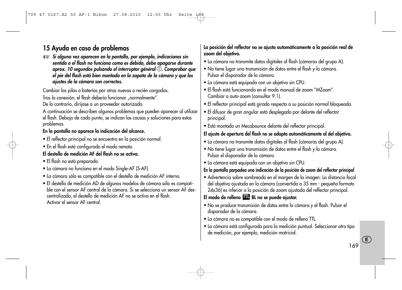 Metz MECABLITZ 50 AF-1 digital Nikon User Manual | Page 169 / 182