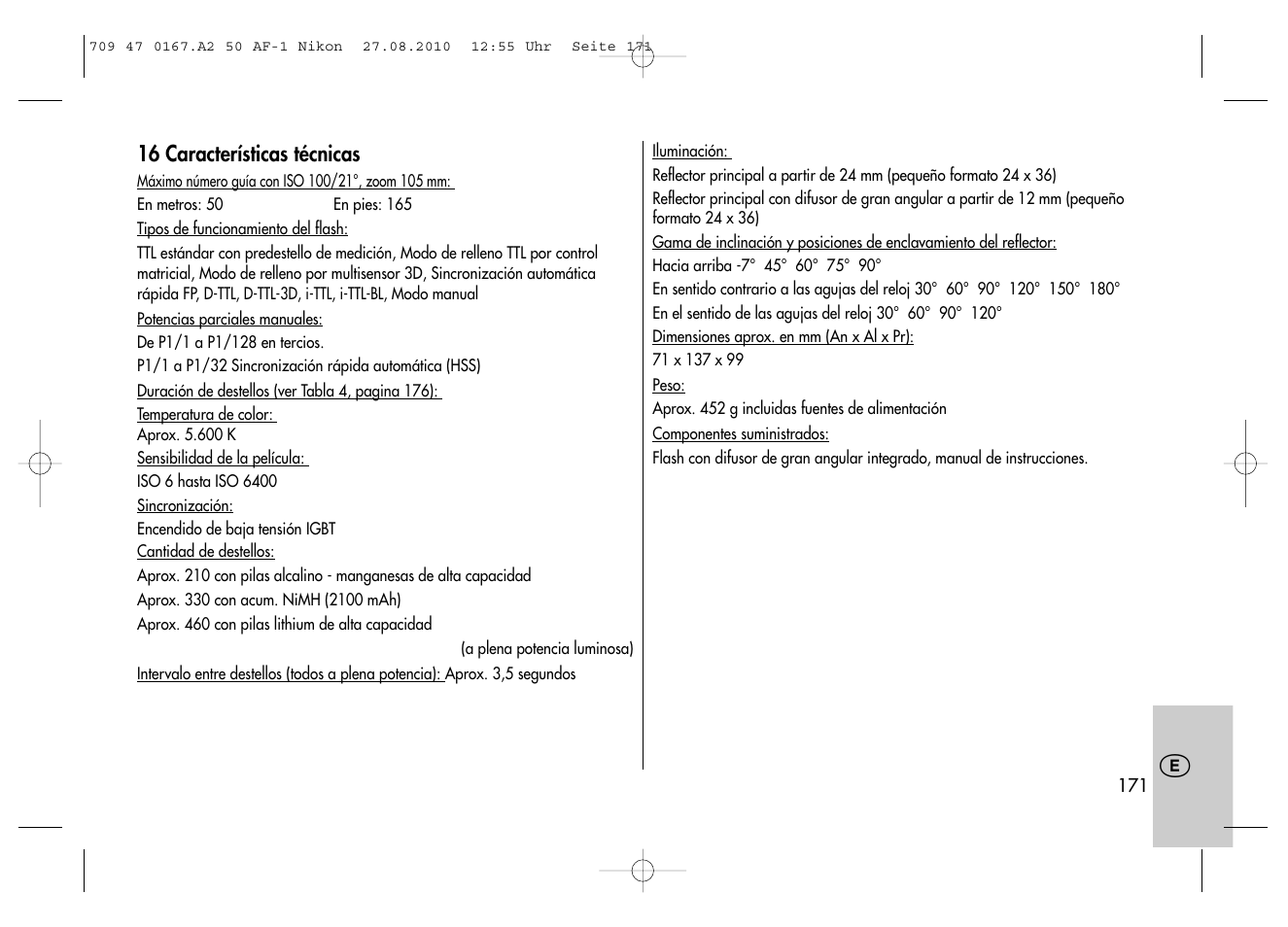 Metz MECABLITZ 50 AF-1 digital Nikon User Manual | Page 171 / 182