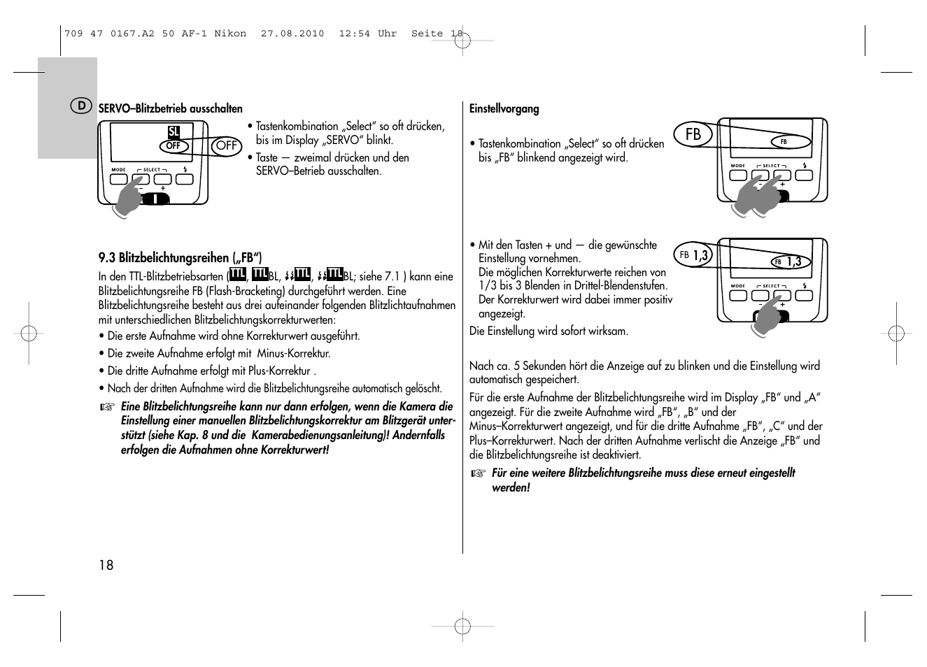 Metz MECABLITZ 50 AF-1 digital Nikon User Manual | Page 18 / 182