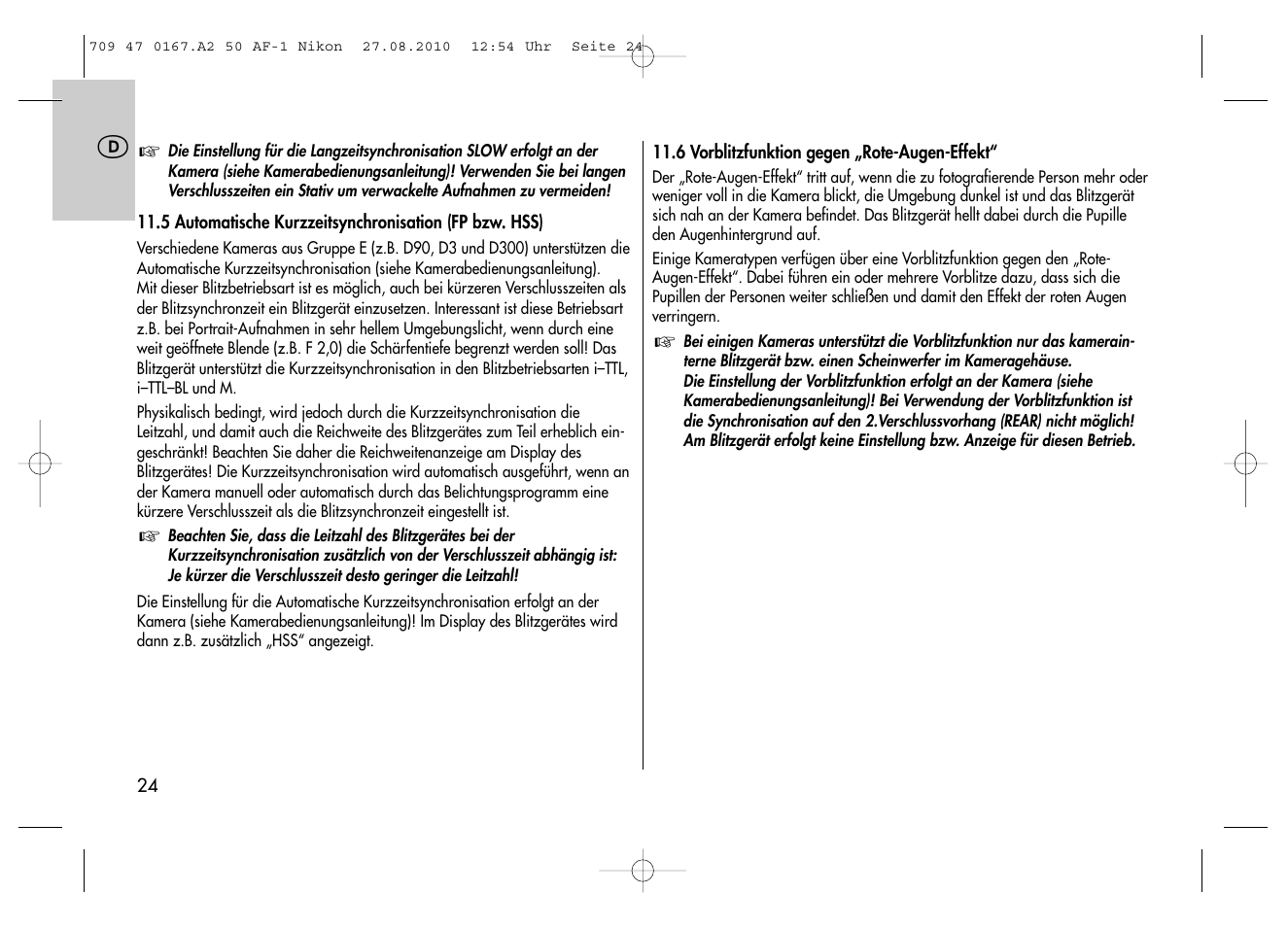 Metz MECABLITZ 50 AF-1 digital Nikon User Manual | Page 24 / 182