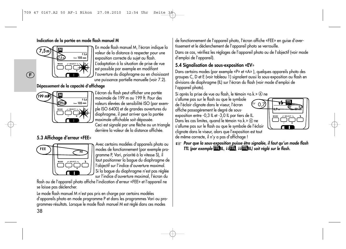 Metz MECABLITZ 50 AF-1 digital Nikon User Manual | Page 38 / 182