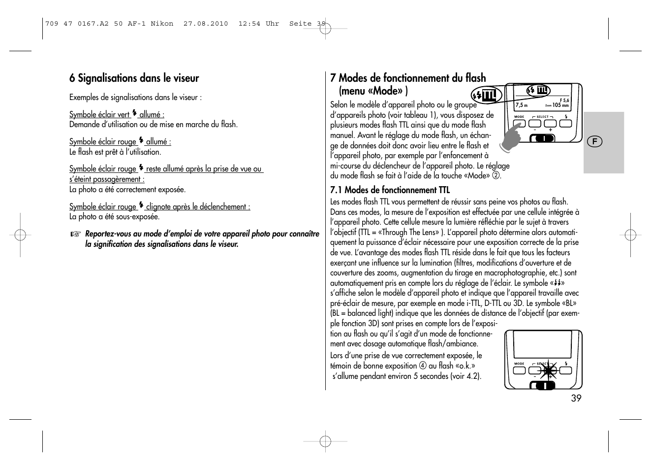Metz MECABLITZ 50 AF-1 digital Nikon User Manual | Page 39 / 182