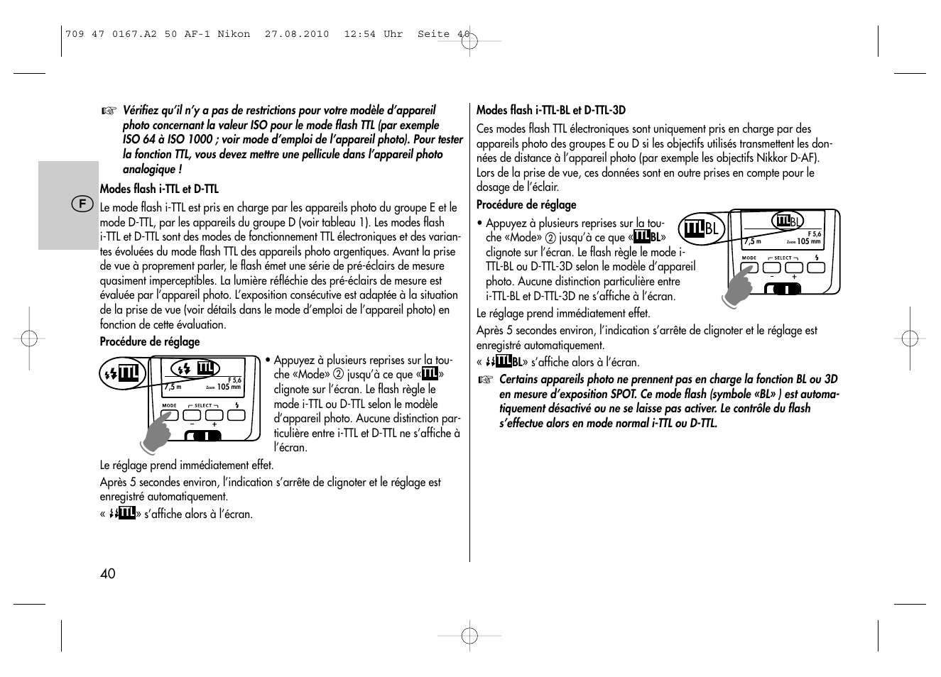 Metz MECABLITZ 50 AF-1 digital Nikon User Manual | Page 40 / 182