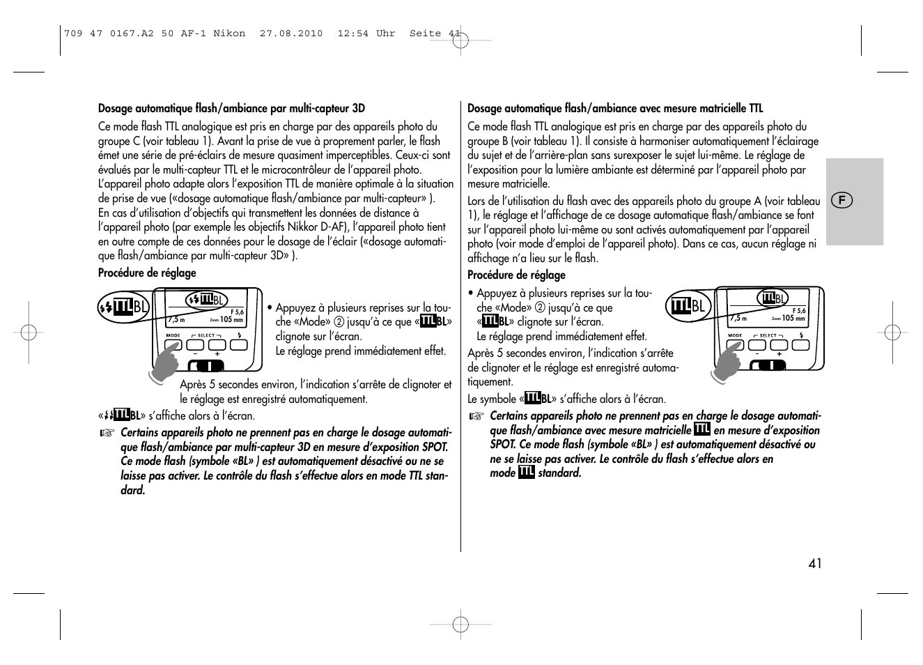 Metz MECABLITZ 50 AF-1 digital Nikon User Manual | Page 41 / 182