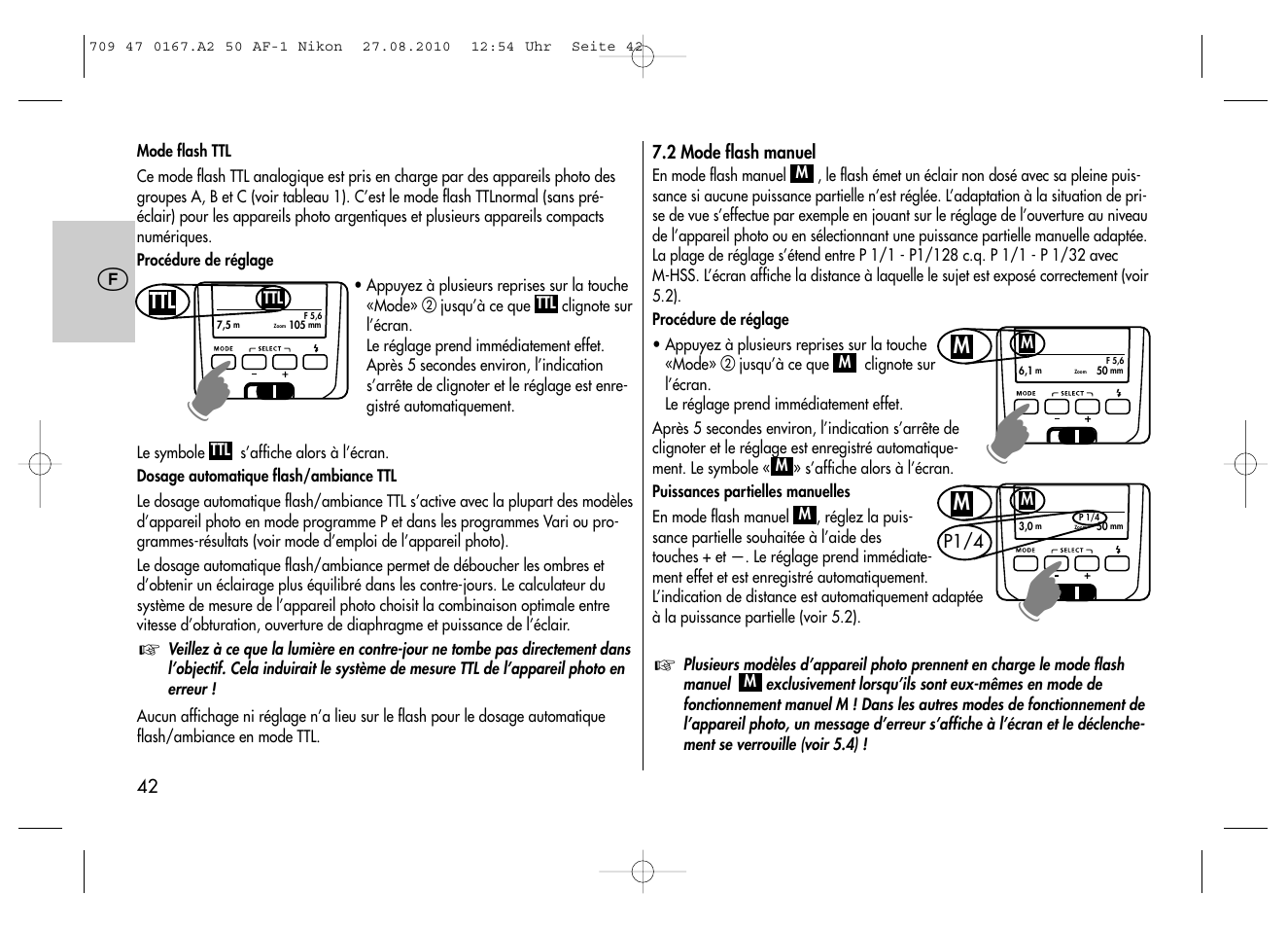 Metz MECABLITZ 50 AF-1 digital Nikon User Manual | Page 42 / 182