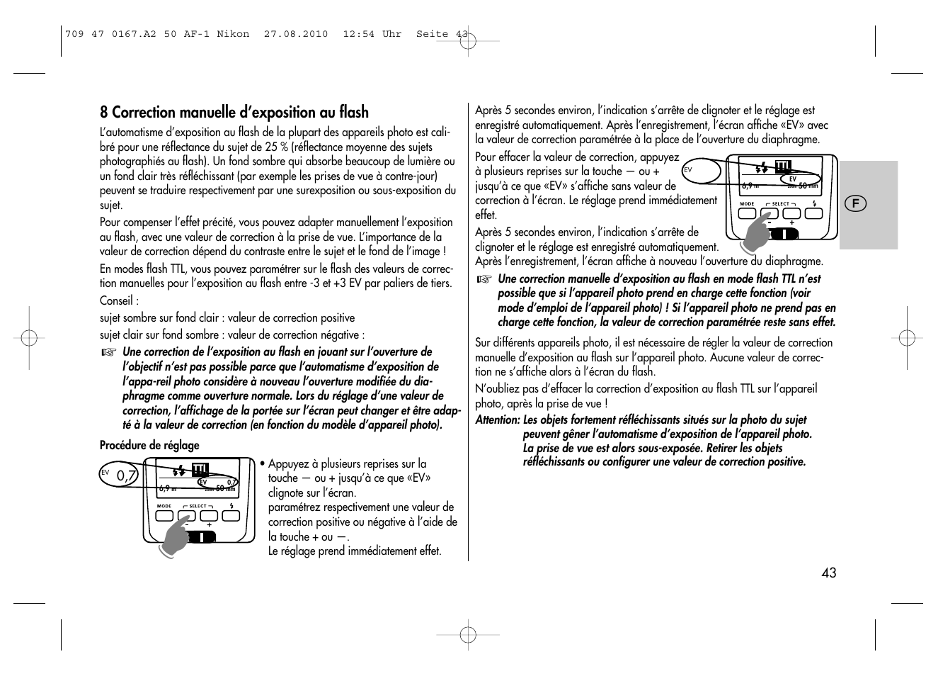 Metz MECABLITZ 50 AF-1 digital Nikon User Manual | Page 43 / 182