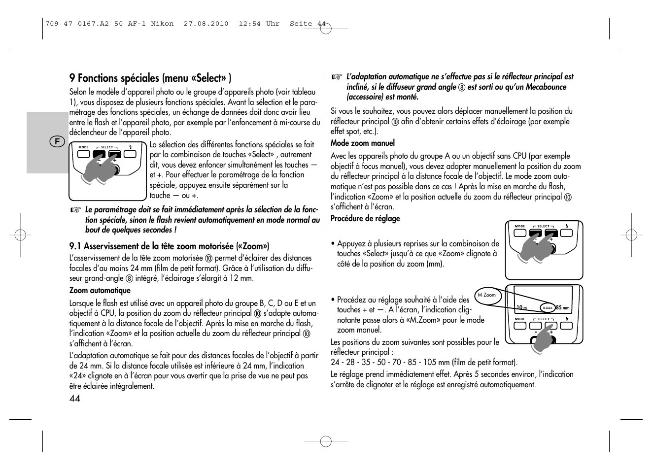 Metz MECABLITZ 50 AF-1 digital Nikon User Manual | Page 44 / 182
