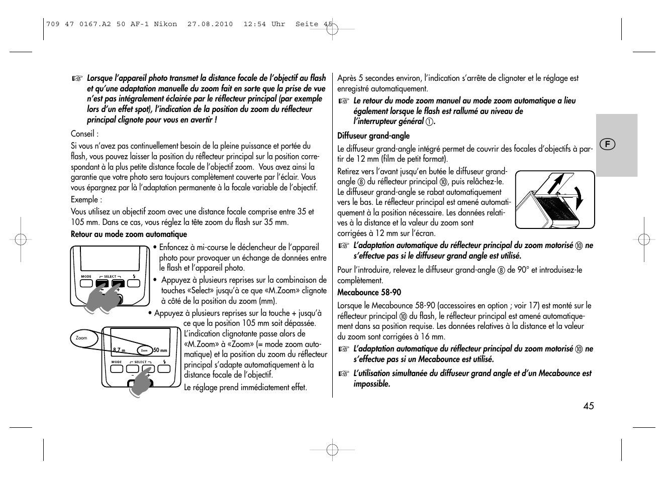 Metz MECABLITZ 50 AF-1 digital Nikon User Manual | Page 45 / 182