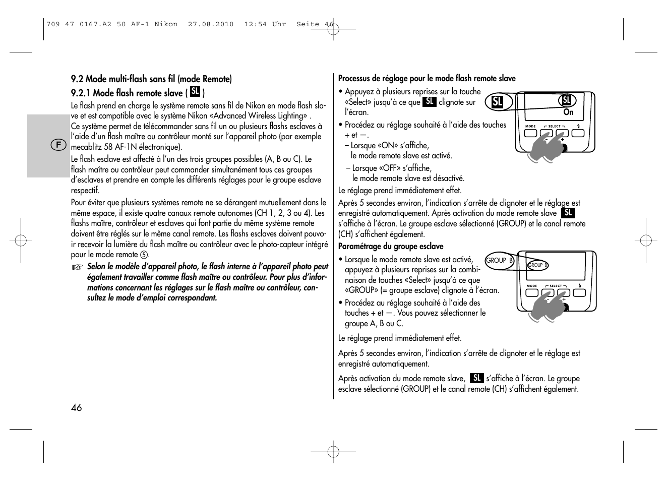 Metz MECABLITZ 50 AF-1 digital Nikon User Manual | Page 46 / 182