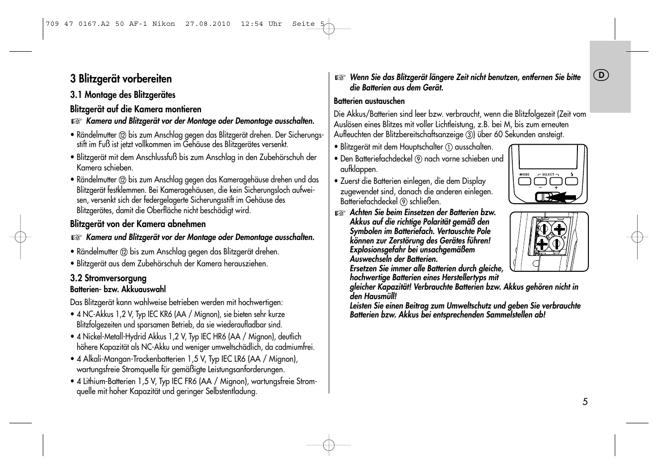 Metz MECABLITZ 50 AF-1 digital Nikon User Manual | Page 5 / 182