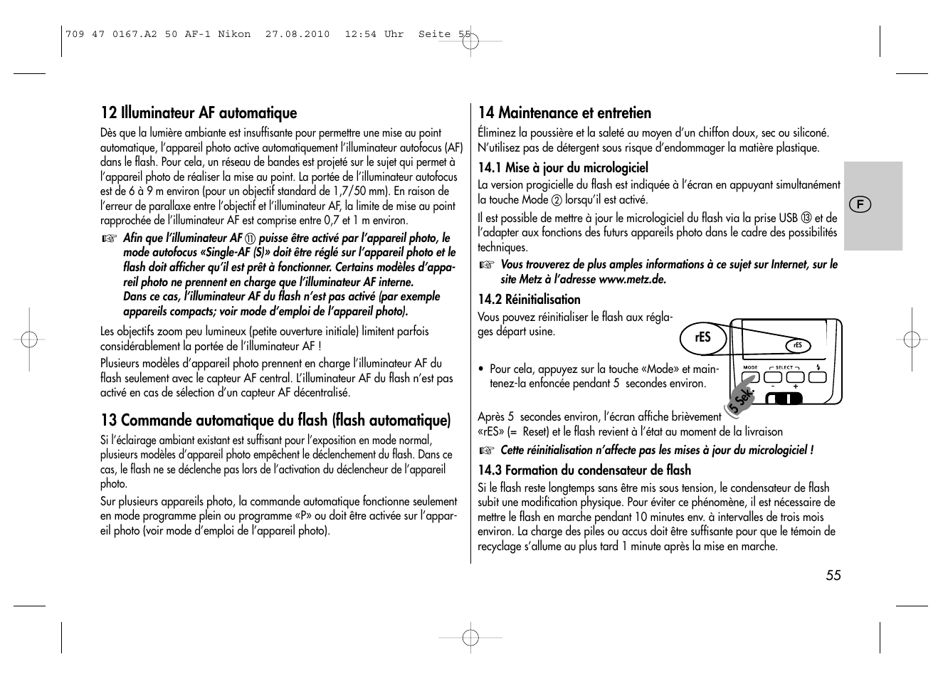Metz MECABLITZ 50 AF-1 digital Nikon User Manual | Page 55 / 182