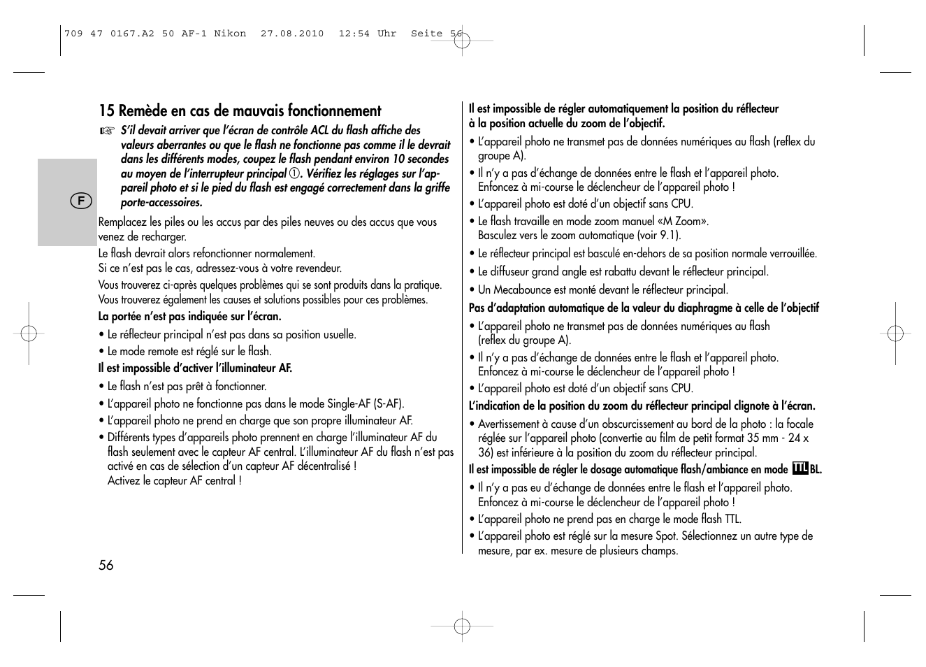 Metz MECABLITZ 50 AF-1 digital Nikon User Manual | Page 56 / 182
