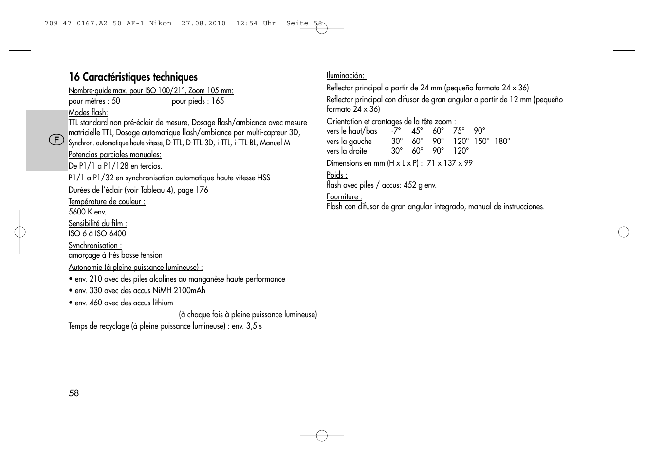 Metz MECABLITZ 50 AF-1 digital Nikon User Manual | Page 58 / 182