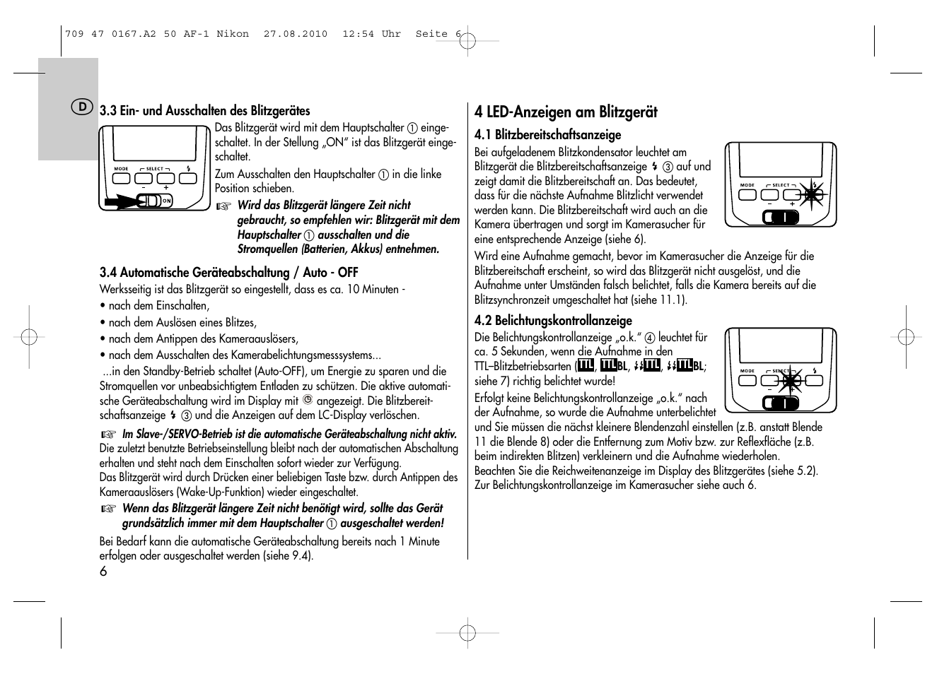Metz MECABLITZ 50 AF-1 digital Nikon User Manual | Page 6 / 182