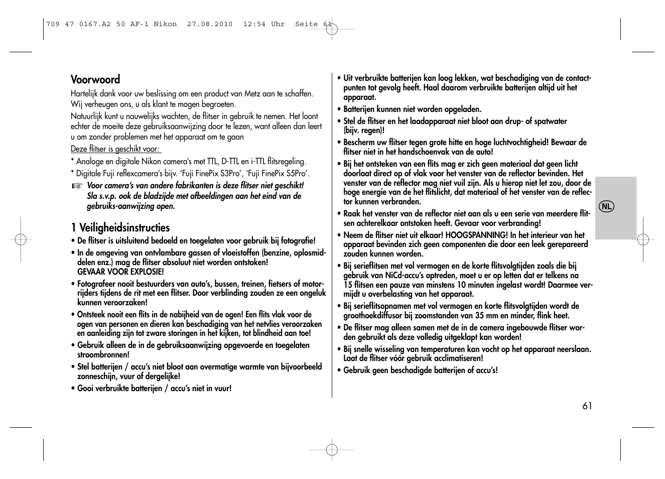 Metz MECABLITZ 50 AF-1 digital Nikon User Manual | Page 61 / 182