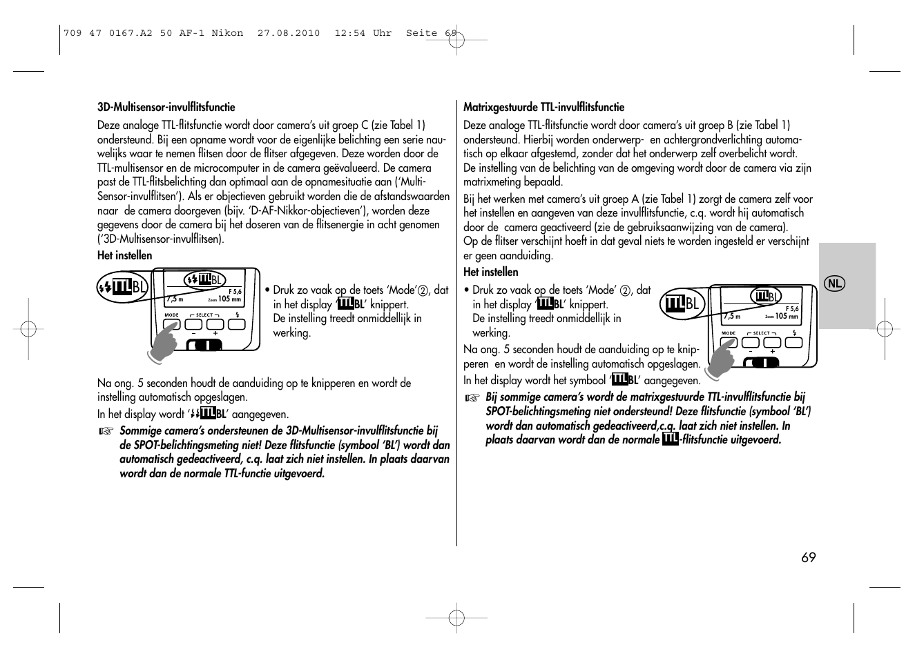 Metz MECABLITZ 50 AF-1 digital Nikon User Manual | Page 69 / 182