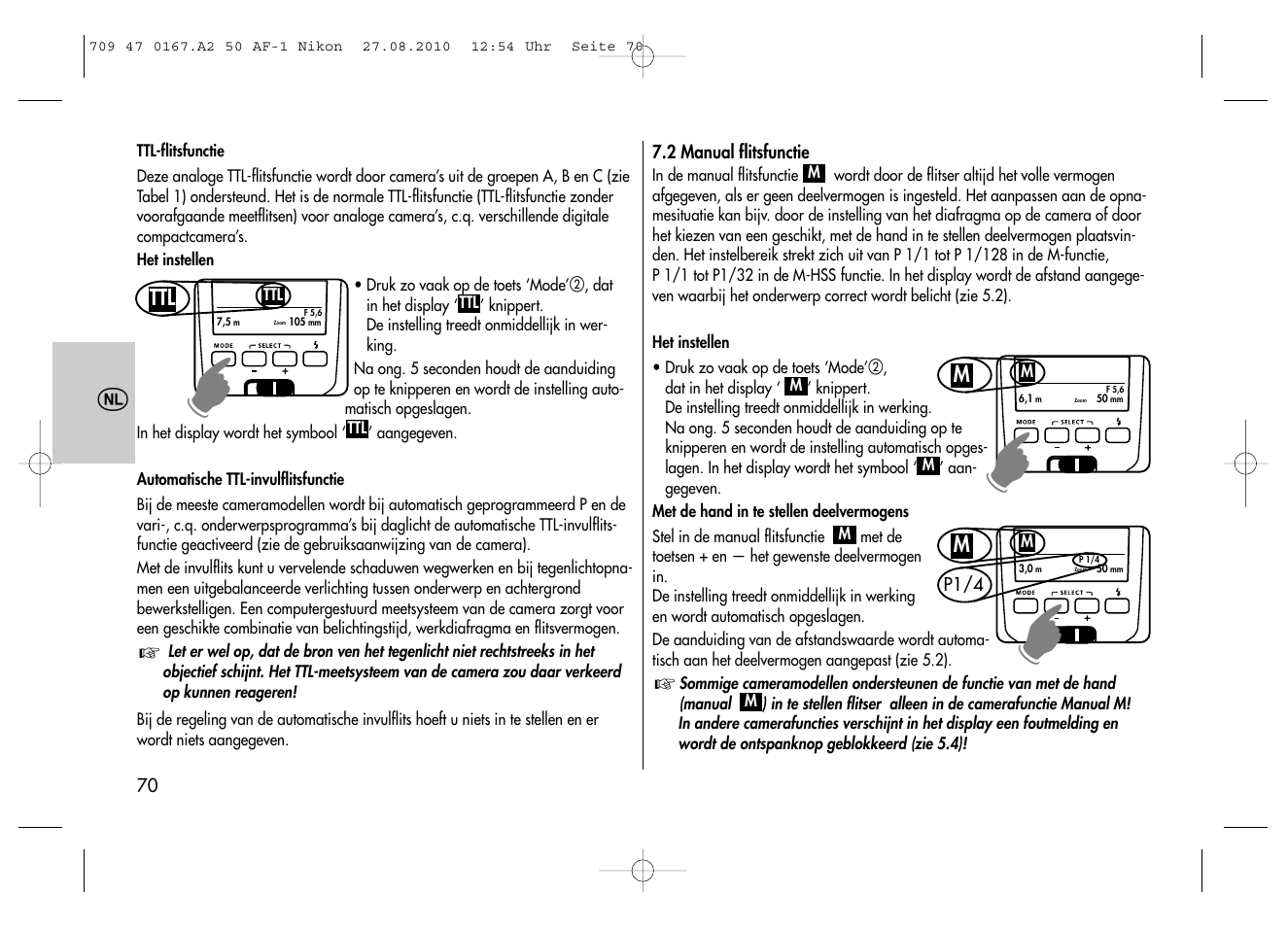 Metz MECABLITZ 50 AF-1 digital Nikon User Manual | Page 70 / 182