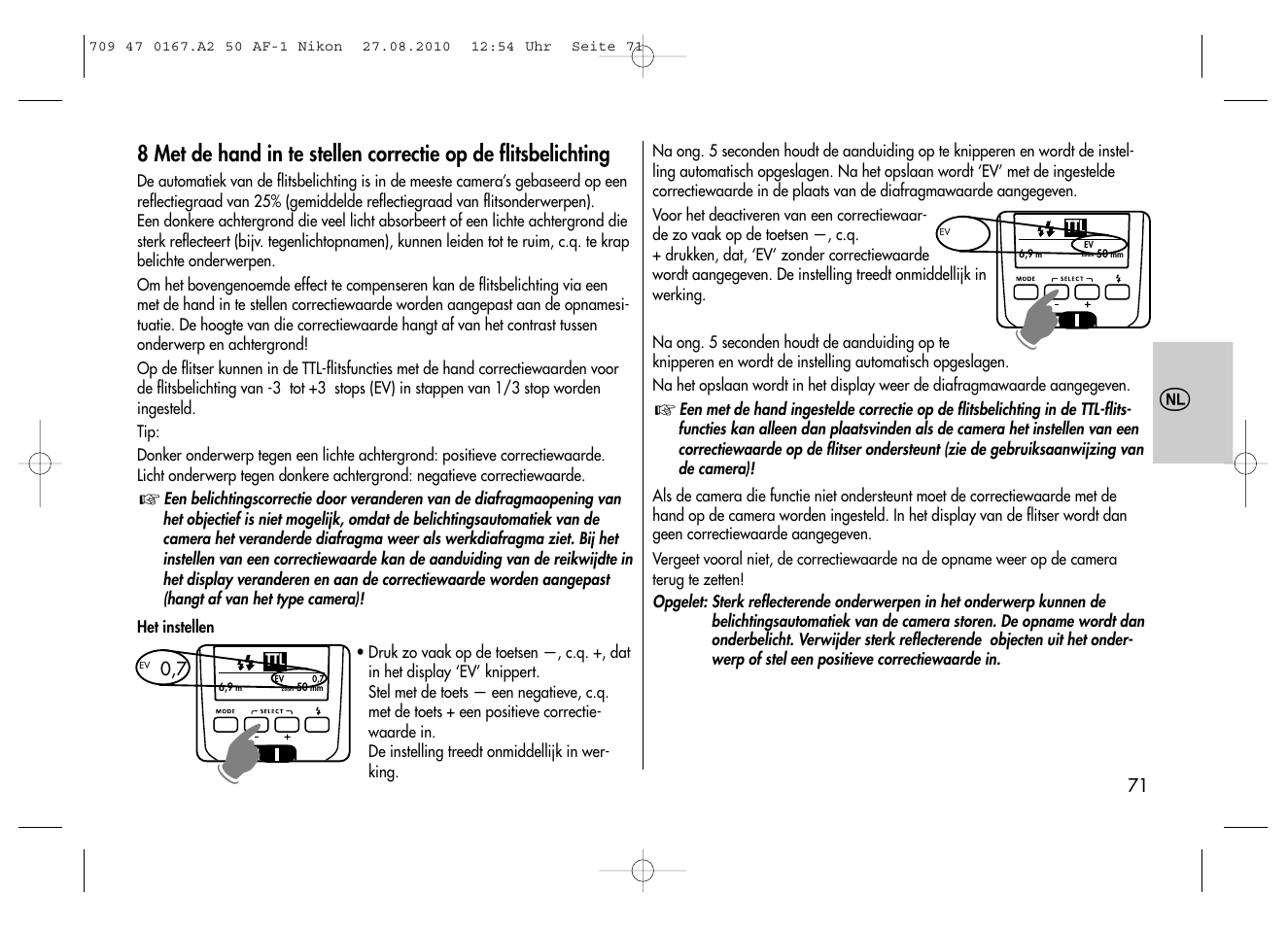 Metz MECABLITZ 50 AF-1 digital Nikon User Manual | Page 71 / 182
