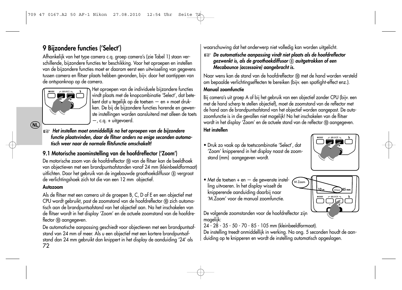 Metz MECABLITZ 50 AF-1 digital Nikon User Manual | Page 72 / 182