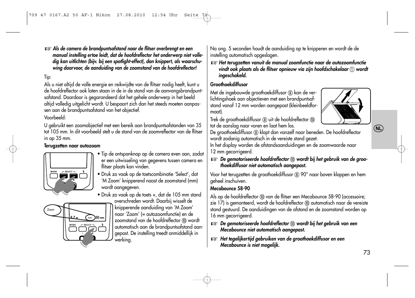 Metz MECABLITZ 50 AF-1 digital Nikon User Manual | Page 73 / 182