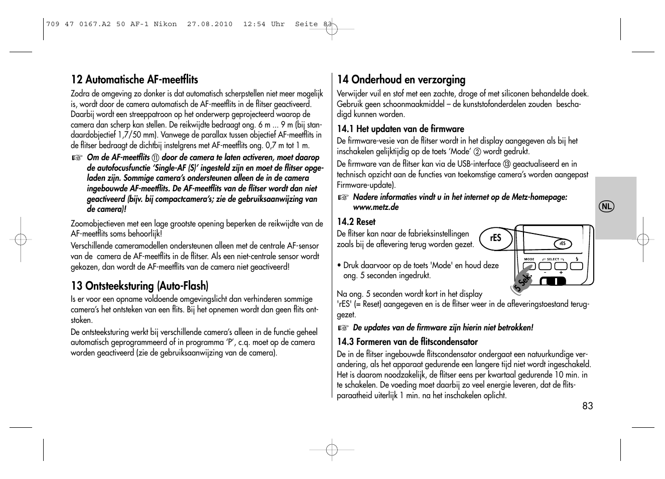 Metz MECABLITZ 50 AF-1 digital Nikon User Manual | Page 83 / 182