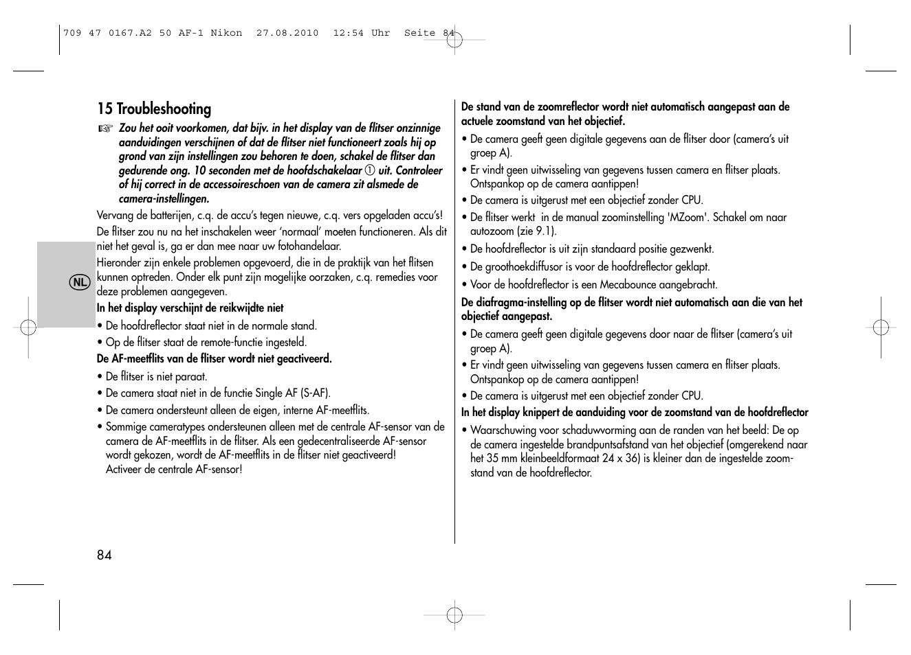 Metz MECABLITZ 50 AF-1 digital Nikon User Manual | Page 84 / 182
