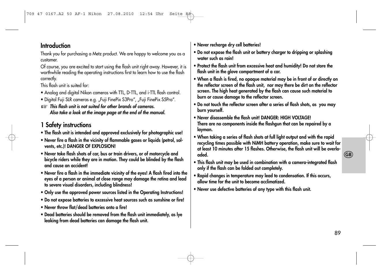 Metz MECABLITZ 50 AF-1 digital Nikon User Manual | Page 89 / 182