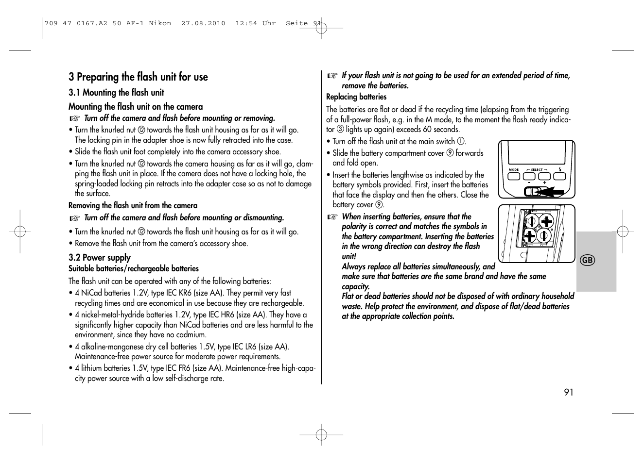 Metz MECABLITZ 50 AF-1 digital Nikon User Manual | Page 91 / 182