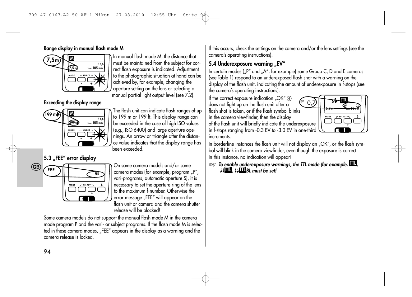 Metz MECABLITZ 50 AF-1 digital Nikon User Manual | Page 94 / 182
