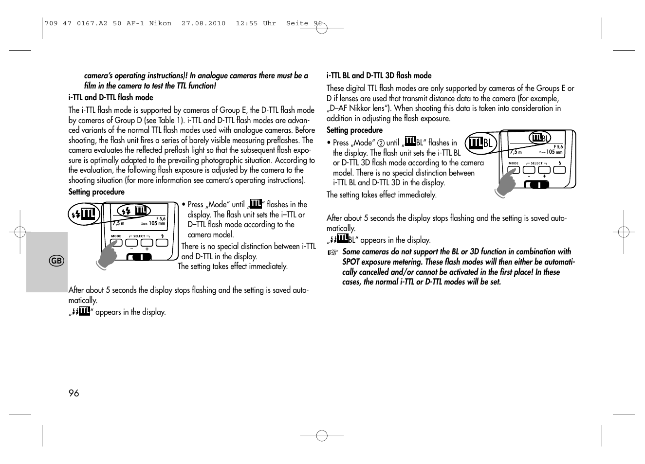 Metz MECABLITZ 50 AF-1 digital Nikon User Manual | Page 96 / 182