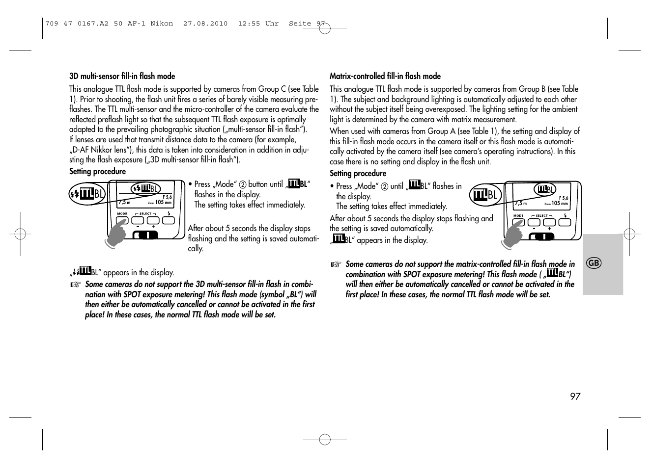 Metz MECABLITZ 50 AF-1 digital Nikon User Manual | Page 97 / 182