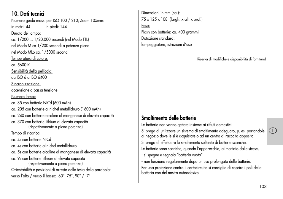 Metz MECABLITZ 44 AF-3/4 Nikon User Manual | Page 103 / 132