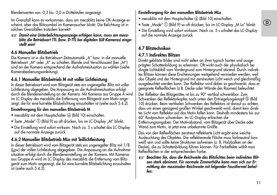 Metz MECABLITZ 44 AF-3/4 Nikon User Manual | Page 11 / 132