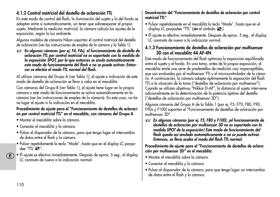Metz MECABLITZ 44 AF-3/4 Nikon User Manual | Page 110 / 132