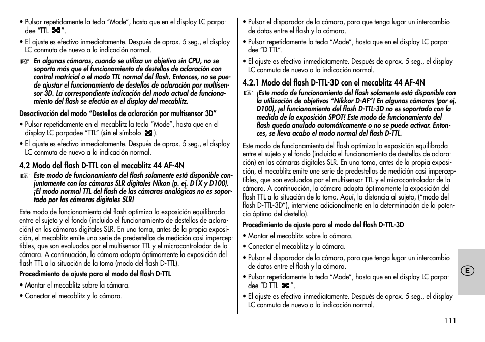 Metz MECABLITZ 44 AF-3/4 Nikon User Manual | Page 111 / 132