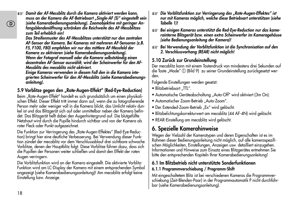 Metz MECABLITZ 44 AF-3/4 Nikon User Manual | Page 18 / 132