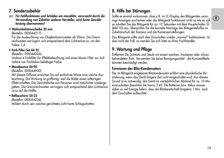 Metz MECABLITZ 44 AF-3/4 Nikon User Manual | Page 19 / 132