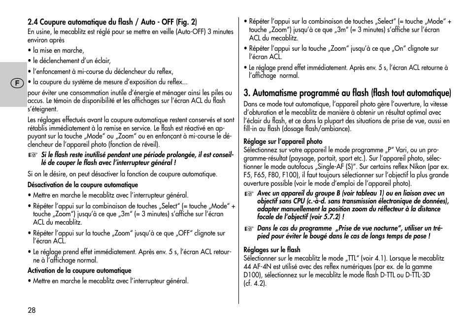 Metz MECABLITZ 44 AF-3/4 Nikon User Manual | Page 28 / 132