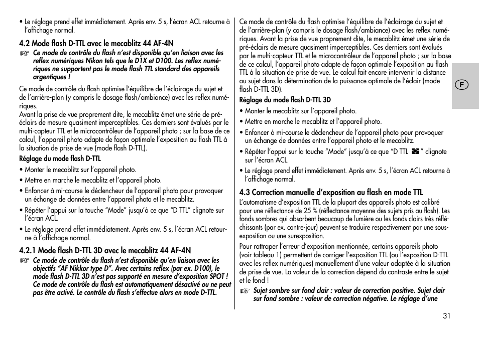 Metz MECABLITZ 44 AF-3/4 Nikon User Manual | Page 31 / 132