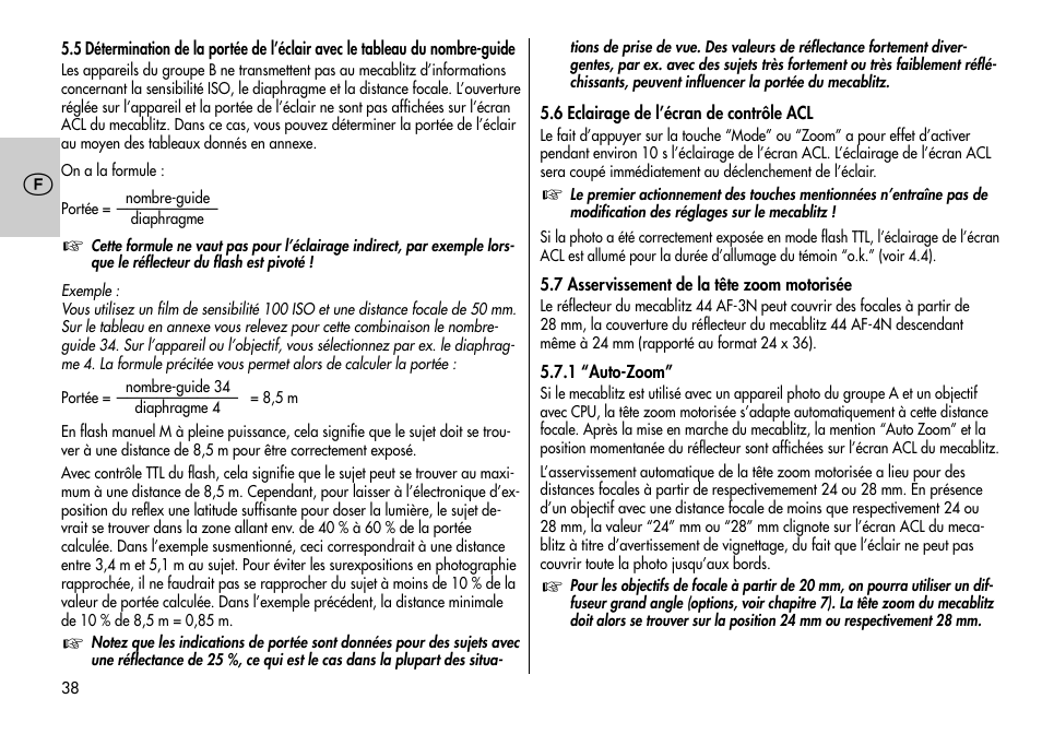 Metz MECABLITZ 44 AF-3/4 Nikon User Manual | Page 38 / 132