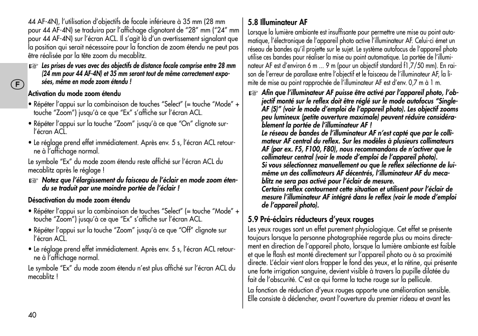 Metz MECABLITZ 44 AF-3/4 Nikon User Manual | Page 40 / 132