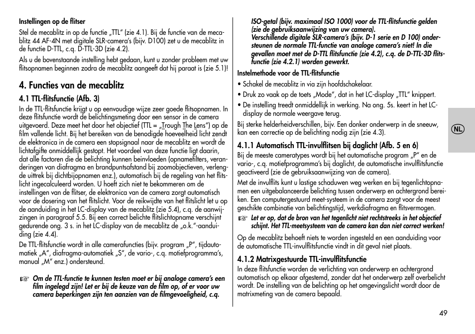 Metz MECABLITZ 44 AF-3/4 Nikon User Manual | Page 49 / 132
