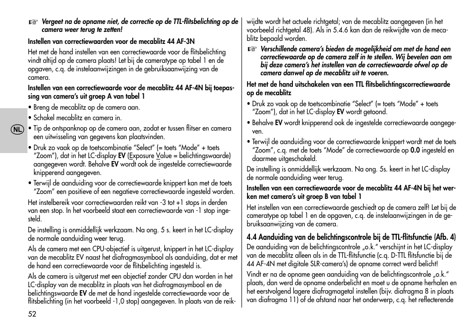 Metz MECABLITZ 44 AF-3/4 Nikon User Manual | Page 52 / 132
