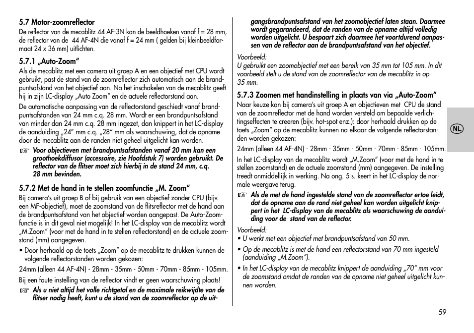 Metz MECABLITZ 44 AF-3/4 Nikon User Manual | Page 59 / 132
