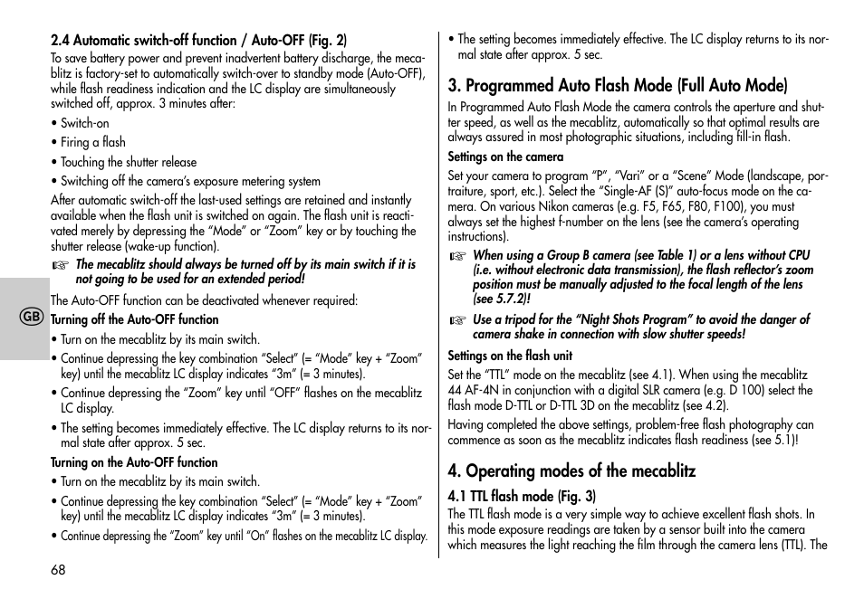 Metz MECABLITZ 44 AF-3/4 Nikon User Manual | Page 68 / 132