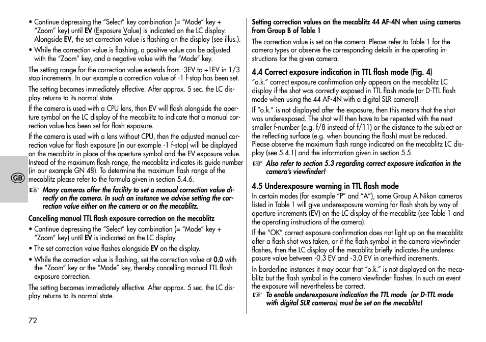Metz MECABLITZ 44 AF-3/4 Nikon User Manual | Page 72 / 132